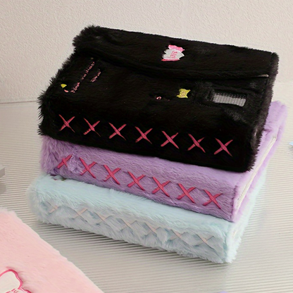 A5 Embroidered Plush Six Hole Magnetic Binder