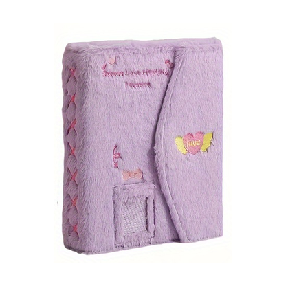 A5 Embroidered Plush Six Hole Magnetic Binder