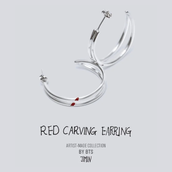 BTS Jimin Red Carving Earrings