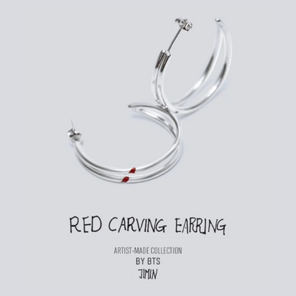 BTS Jimin Red Carving Earrings