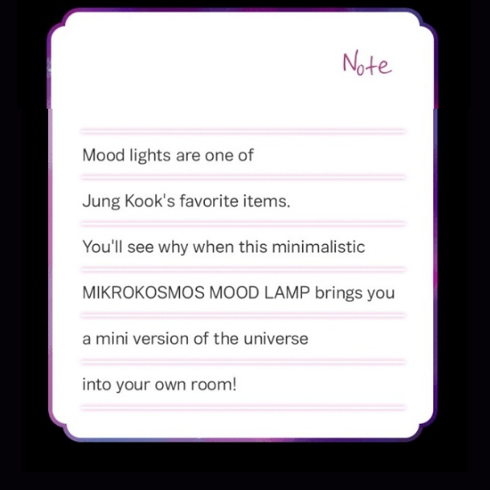 BTS Jung Kook Mikrokosmos Mood Lamp